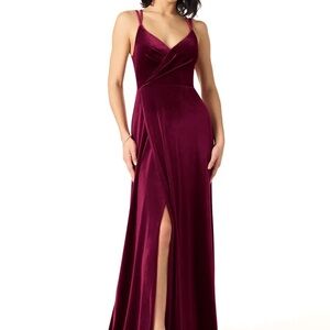 Elegant Burgundy Velvet Gown